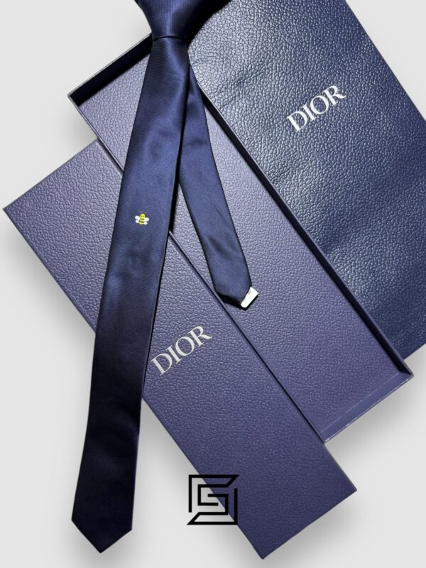 Ties Dior - Navy Blue Color With CD Yellow Bee Logo Dior