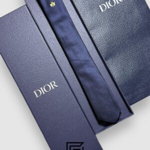 Ties Dior - Navy Blue Color With CD Yellow Bee Logo Dior