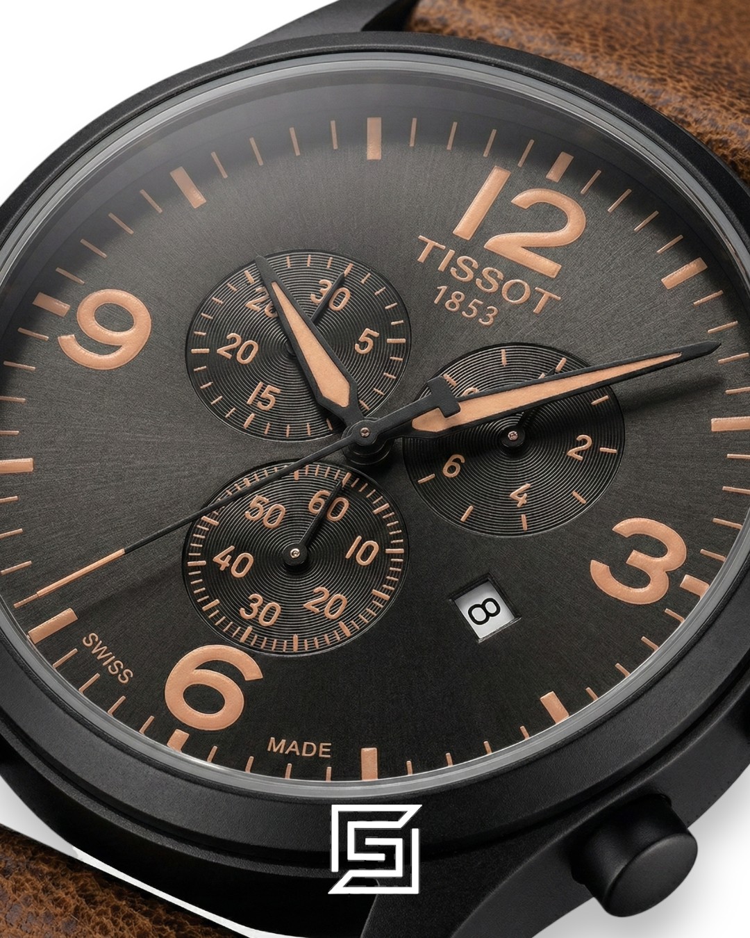 Tissot Chrono Grey Brown - TM6617 - Leather Strap - Japanese Quartz