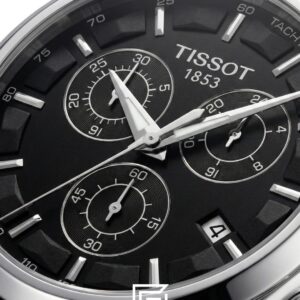 ⁦Tissot Couturier Chronograph - Black Dial - Black Leather Strap - Japanese Quartz⁩ - الصورة ⁦2⁩