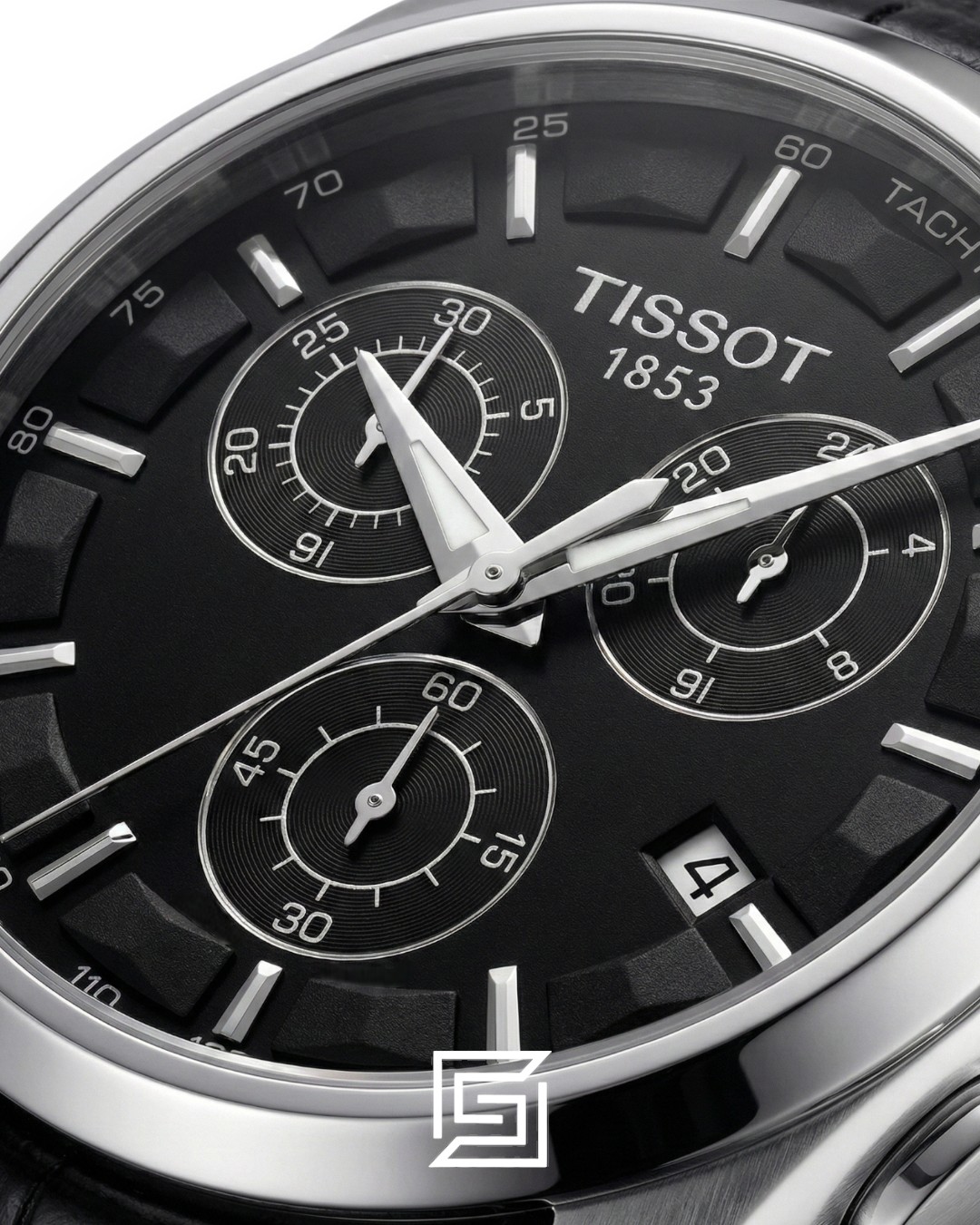 ⁦Tissot Couturier Chronograph - Black Dial - Black Leather Strap - Japanese Quartz⁩ - الصورة ⁦2⁩