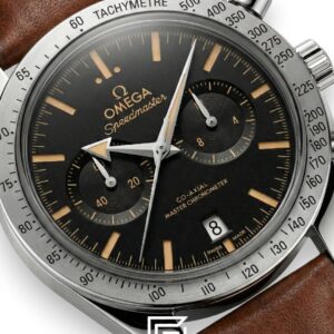 ⁦Omega Speedmaster '57 Co-Axial Chronograph – Vintage Black Dial & Brown Leather⁩ - الصورة ⁦2⁩