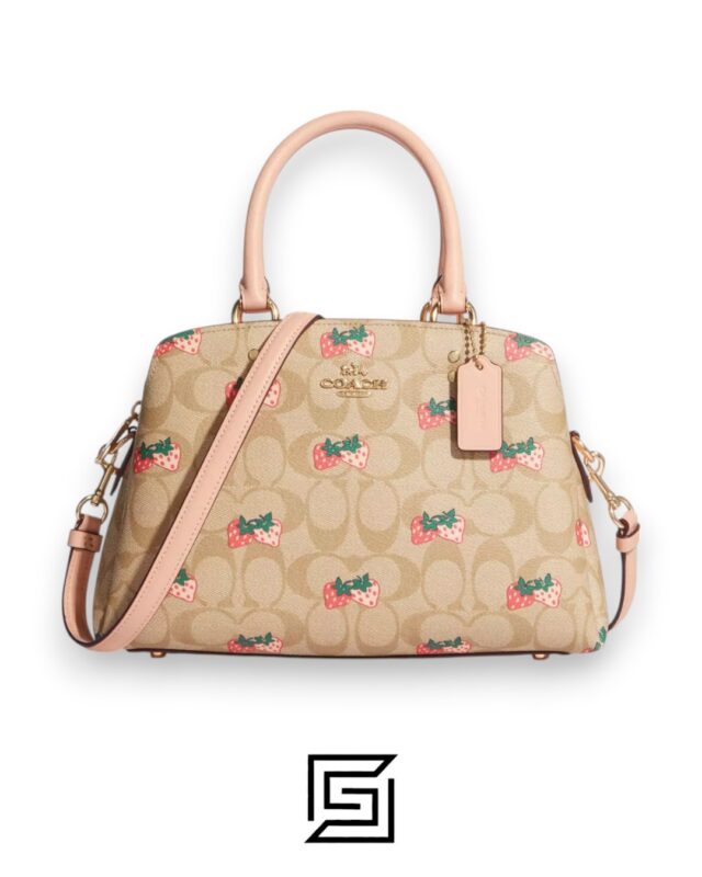 Bags,Leather,Women Mini Lillie Carryall In Signature Canvas With Strawberry Print Style No. CB598 Coach