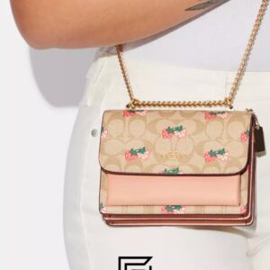 Bags,Leather,Women Mini Klare Crossbody In Signature Canvas With Strawberry Print CB594 Coach