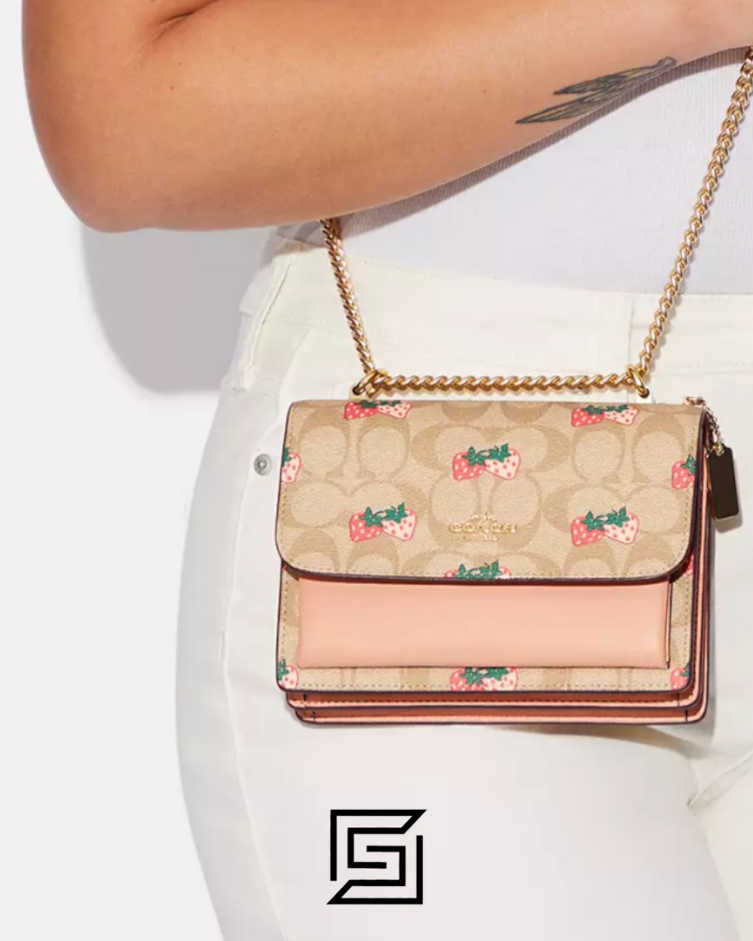 Bags,Leather,Women Mini Klare Crossbody In Signature Canvas With Strawberry Print CB594 Coach