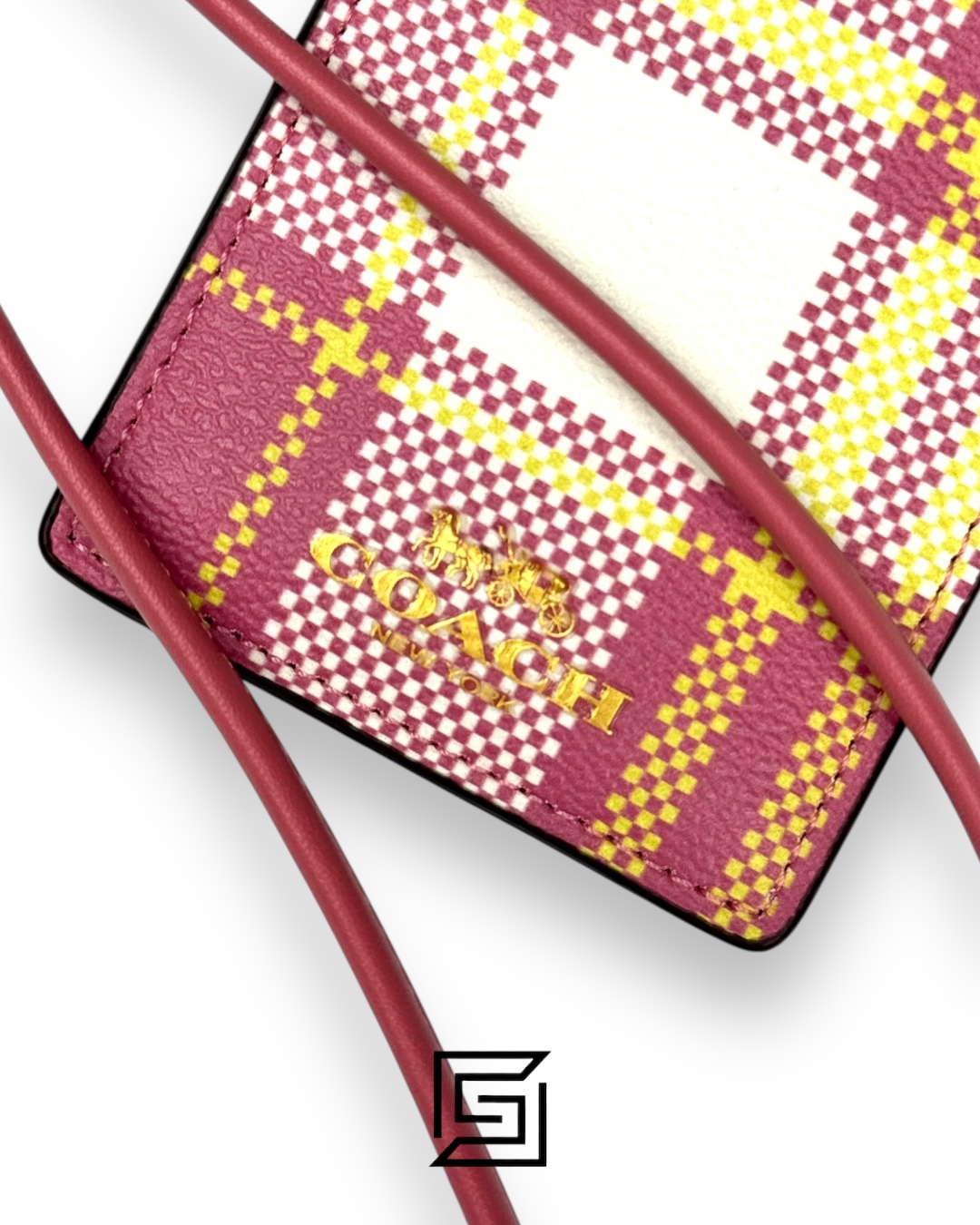 ⁦ID lanyard with garden plaid print C8685 Pink⁩ - الصورة ⁦2⁩