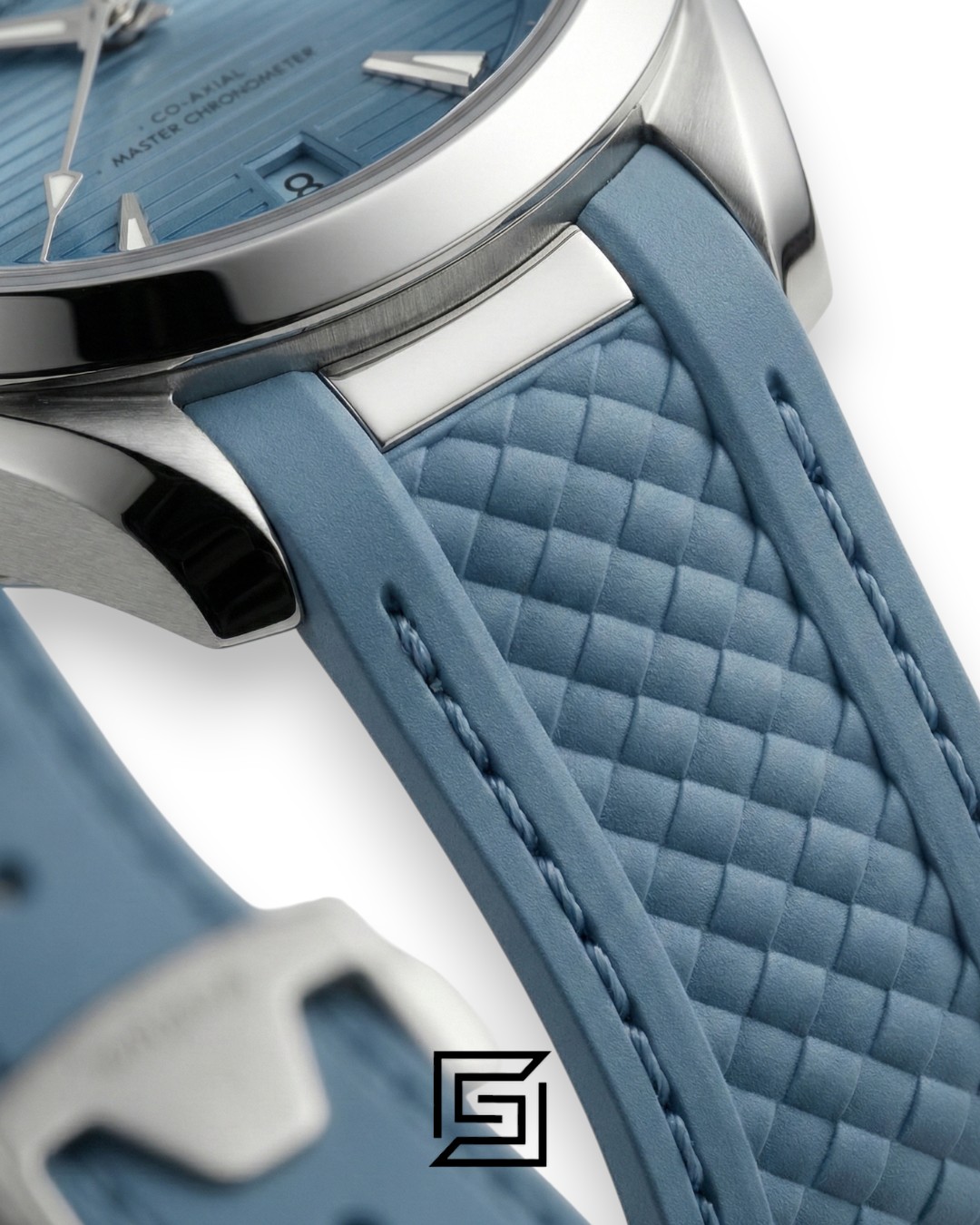 ⁦Omega Aqua Terra Inspired – Blue Teak Dial – Blue Rubber Strap (41mm)⁩ - الصورة ⁦3⁩