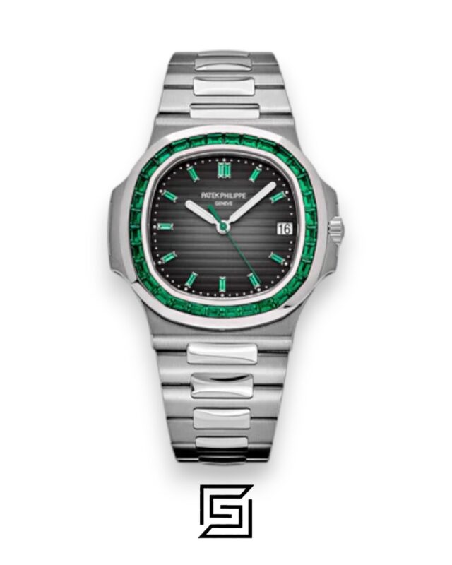 Patek Philippe Nautilus Japanese Automatic – Black Dial with Green Gem Bezel