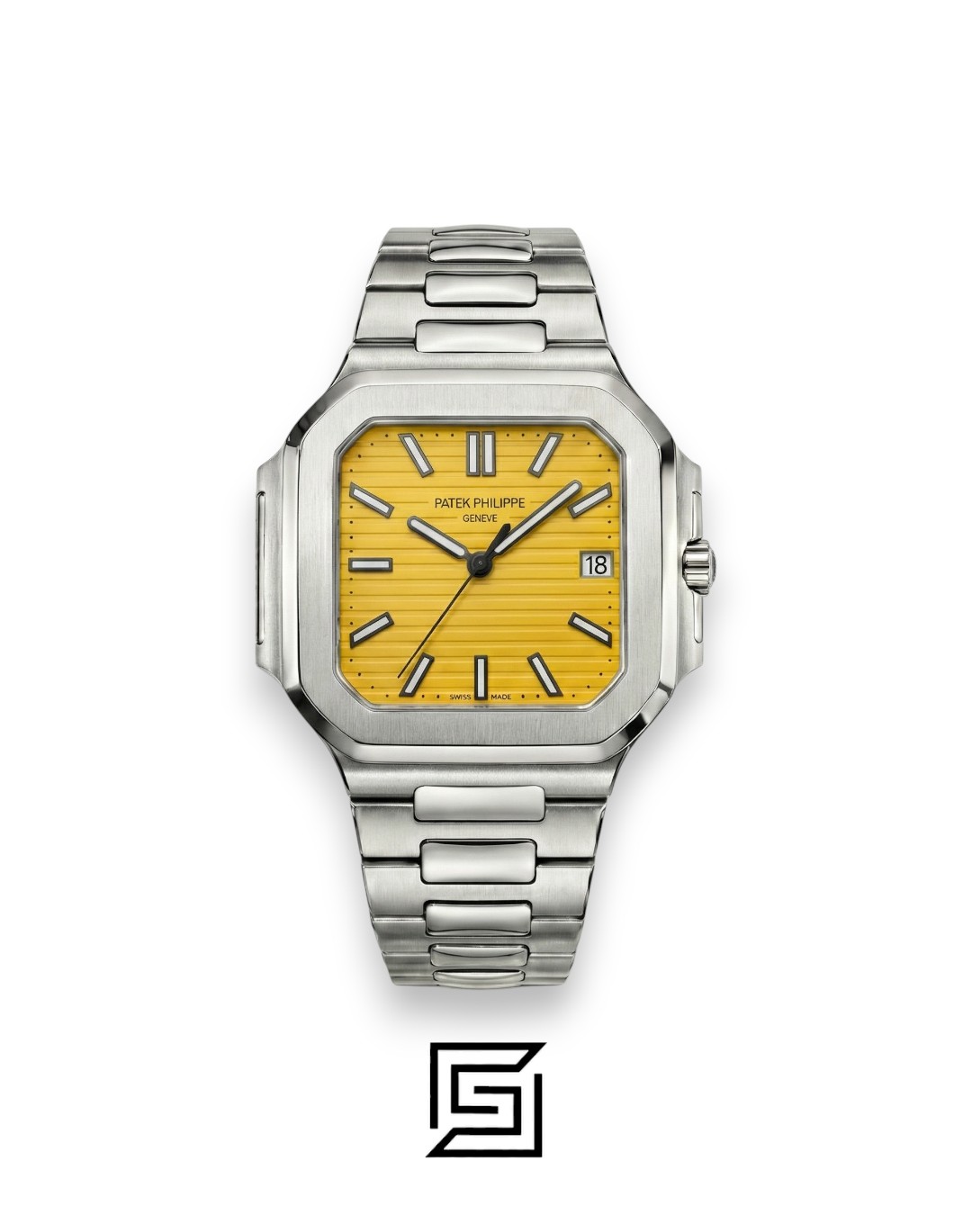 ⁦Patek Philippe Nautilus Square – Japanese Automatic – Yellow Dial – Stainless Steel Bracelet⁩ - الصورة ⁦1⁩