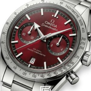 ⁦Omega Speedmaster '57 Co-Axial – Maroon Dial & Steel⁩ - الصورة ⁦2⁩