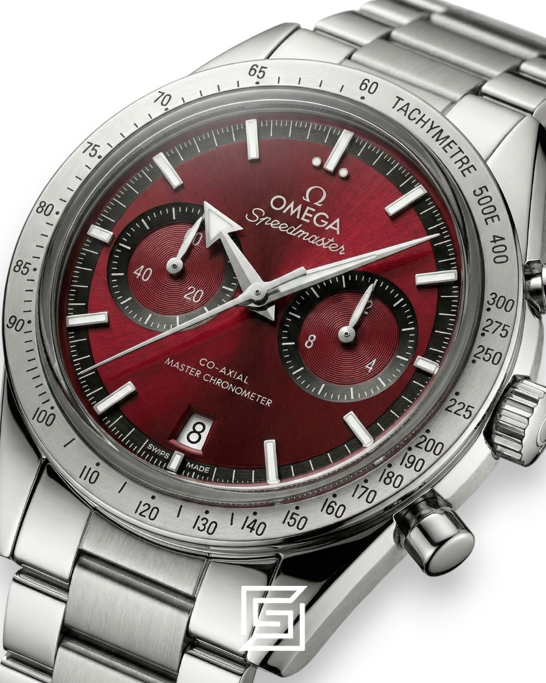⁦Omega Speedmaster '57 Co-Axial – Maroon Dial & Steel⁩ - الصورة ⁦2⁩