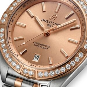 ⁦Breitling Chronomat Salmon Pink Diamond Bezel Two-Tone Ladies’ Watch⁩ - الصورة ⁦2⁩