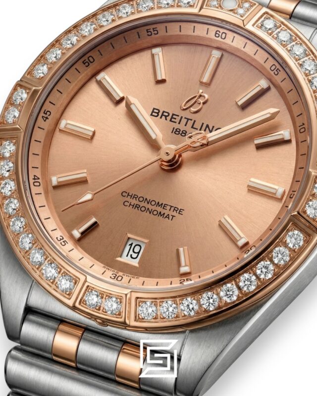 Breitling Chronomat Salmon Pink Diamond Bezel Two-Tone Ladies’ Watch
