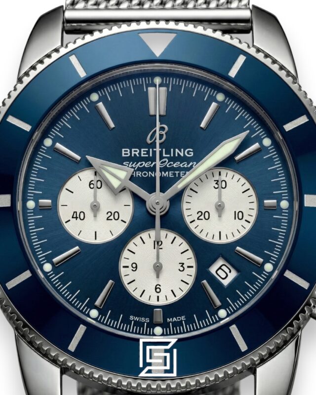 Breitling Superocean Chronograph – Blue Panda Dial – Mesh Bracelet – Japanese Quartz