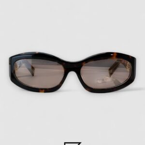 ⁦Miu Miu MU14 141-90H Light Brown Lenses and Tiger Brown Frame With Gold Logo⁩ - الصورة ⁦2⁩