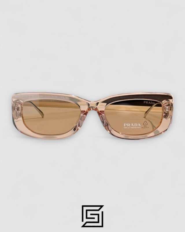 Prada SPR 14Y Clear Brown Light Filter Lenses Salmon Frame