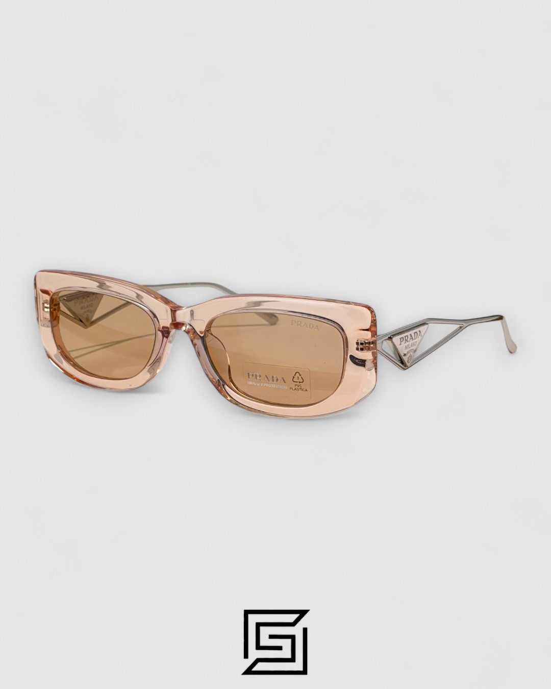 Prada SPR 14Y Clear Brown Light Filter Lenses Salmon Frame - Image 1