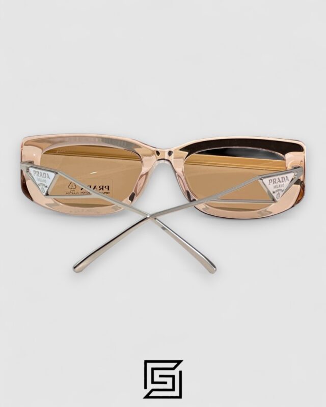Prada SPR 14Y Clear Brown Light Filter Lenses Salmon Frame