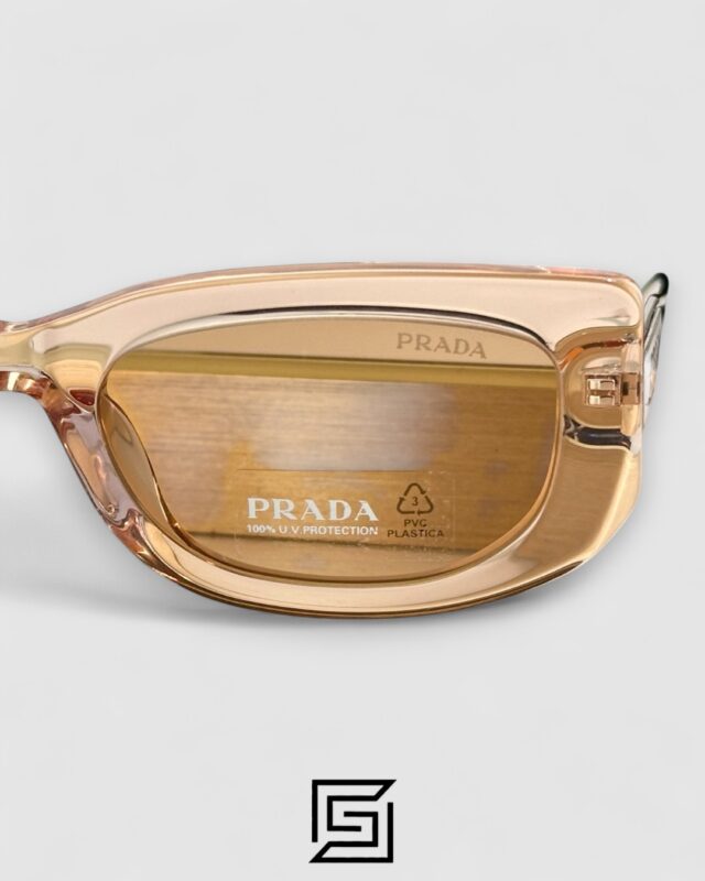 Prada SPR 14Y Clear Brown Light Filter Lenses Salmon Frame