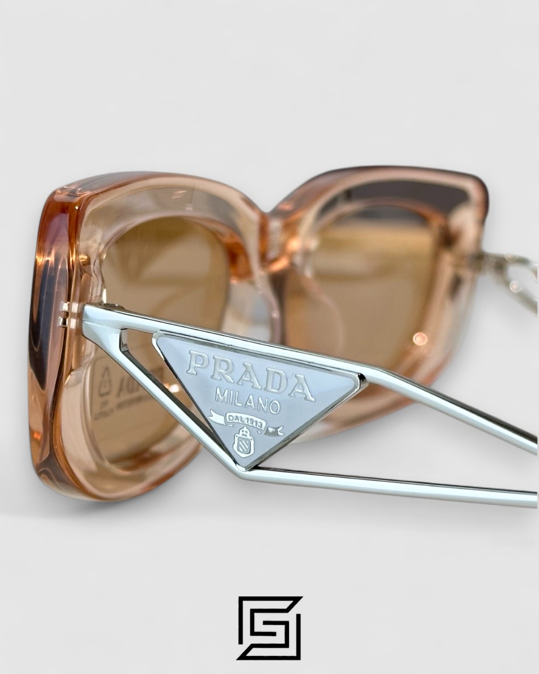 Prada SPR 14Y Clear Brown Light Filter Lenses Salmon Frame - Image 7