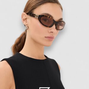 ⁦Miu Miu MU14 141-90H Light Brown Lenses and Tiger Brown Frame With Gold Logo⁩ - الصورة ⁦10⁩
