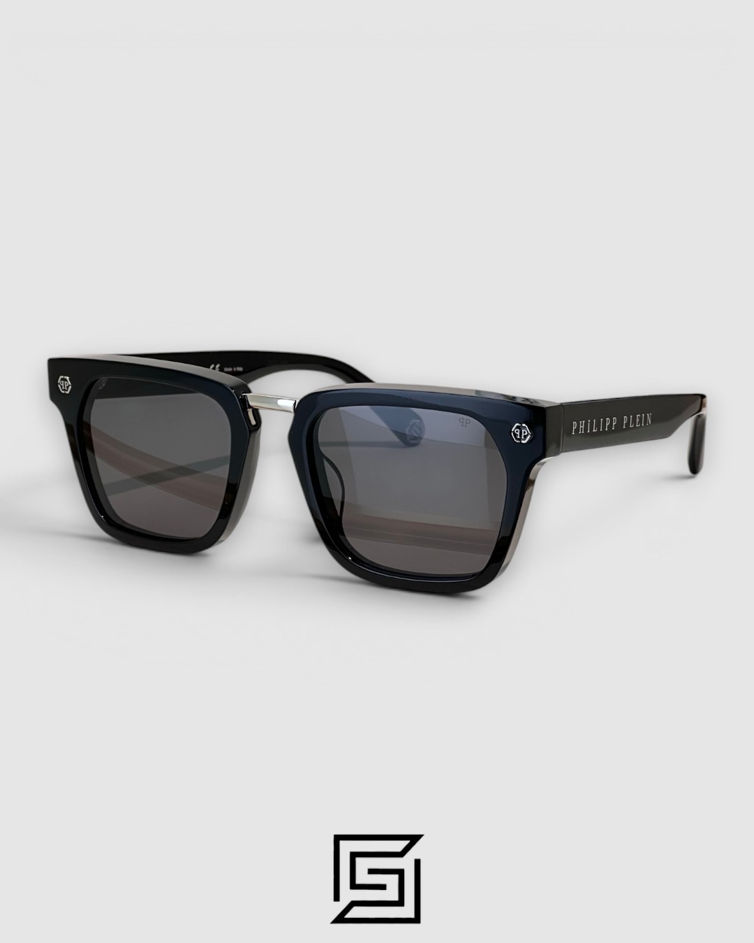Philipp Plein VPP055 Black Hexagonal Sunglasses