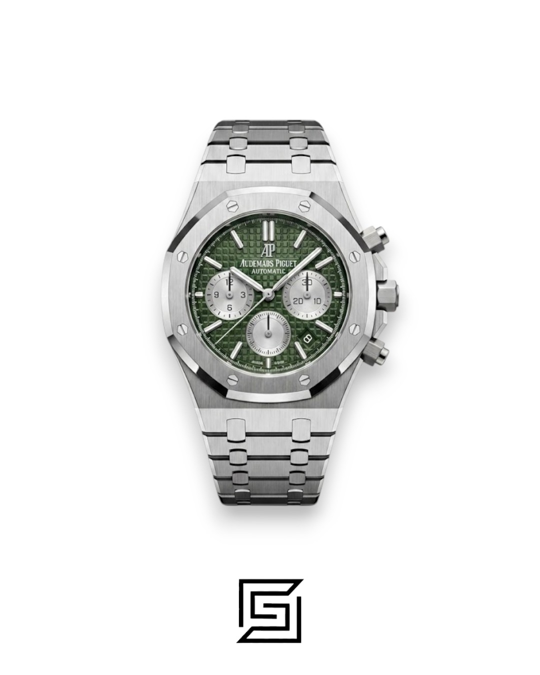 ⁦Royal Oak WF0851 Chronograph Green Tapisserie Silver Dial – Stainless Steel⁩ - الصورة ⁦1⁩