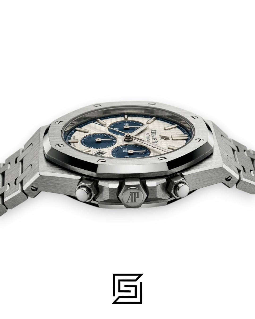 ⁦Royal Oak WF0851 Chronograph White Tapisserie Blue Dial – Stainless Steel⁩ - الصورة ⁦3⁩