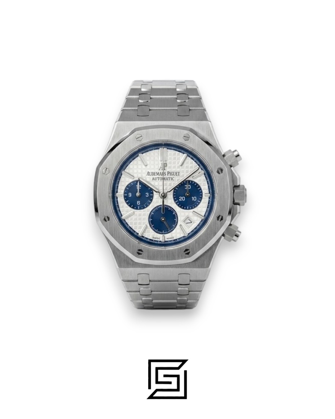 ⁦Royal Oak WF0851 Chronograph White Tapisserie Blue Dial – Stainless Steel⁩ - الصورة ⁦1⁩