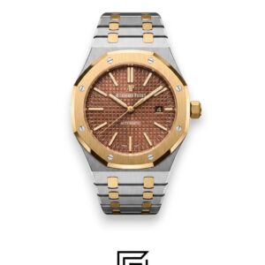 ⁦Royal Oak WF0851 Automatic Half Gold Stainless Steel 316 with Brown Flat Tapisserie Dial⁩ - الصورة ⁦1⁩