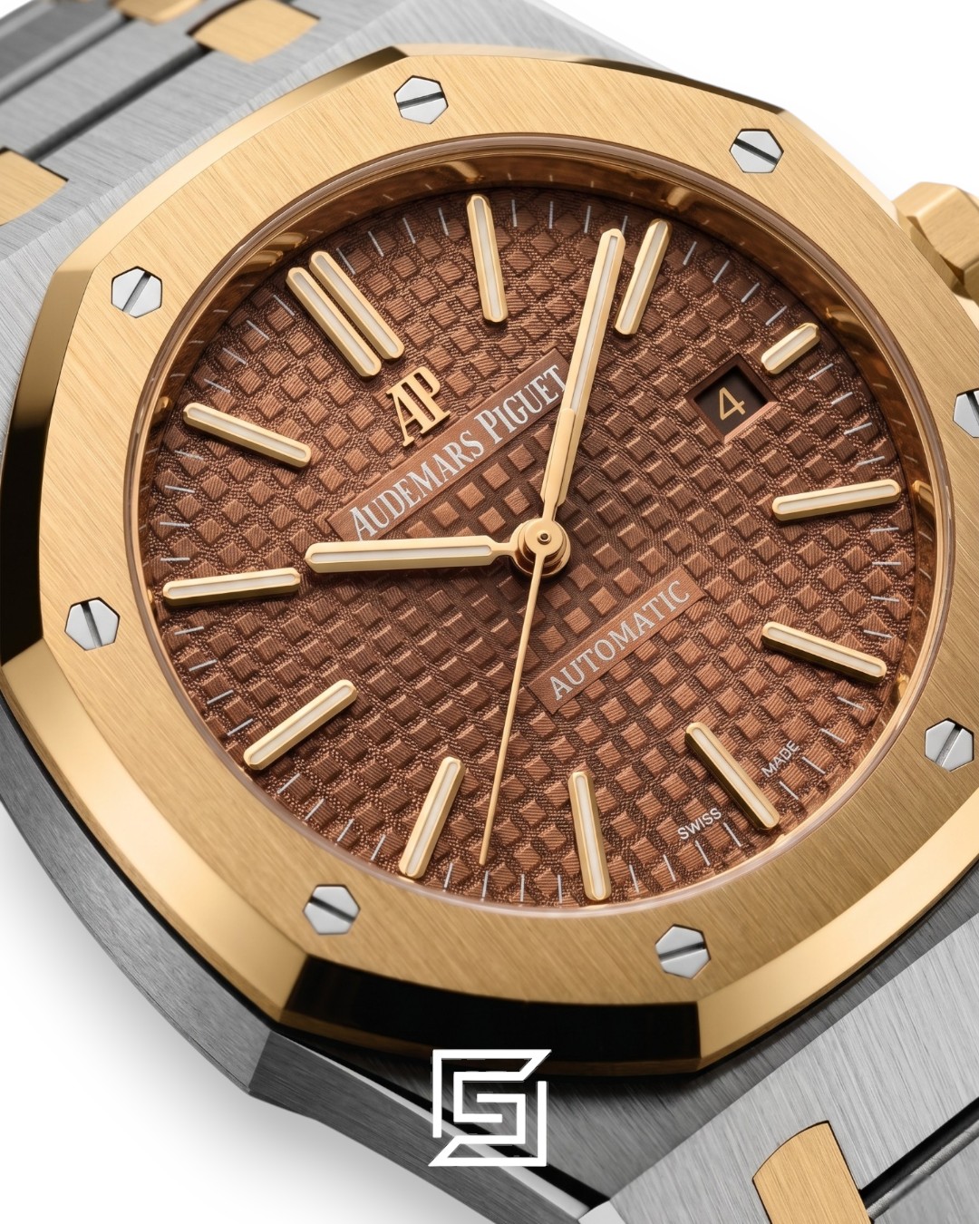 ⁦Royal Oak WF0851 Automatic Half Gold Stainless Steel 316 with Brown Flat Tapisserie Dial⁩ - الصورة ⁦2⁩