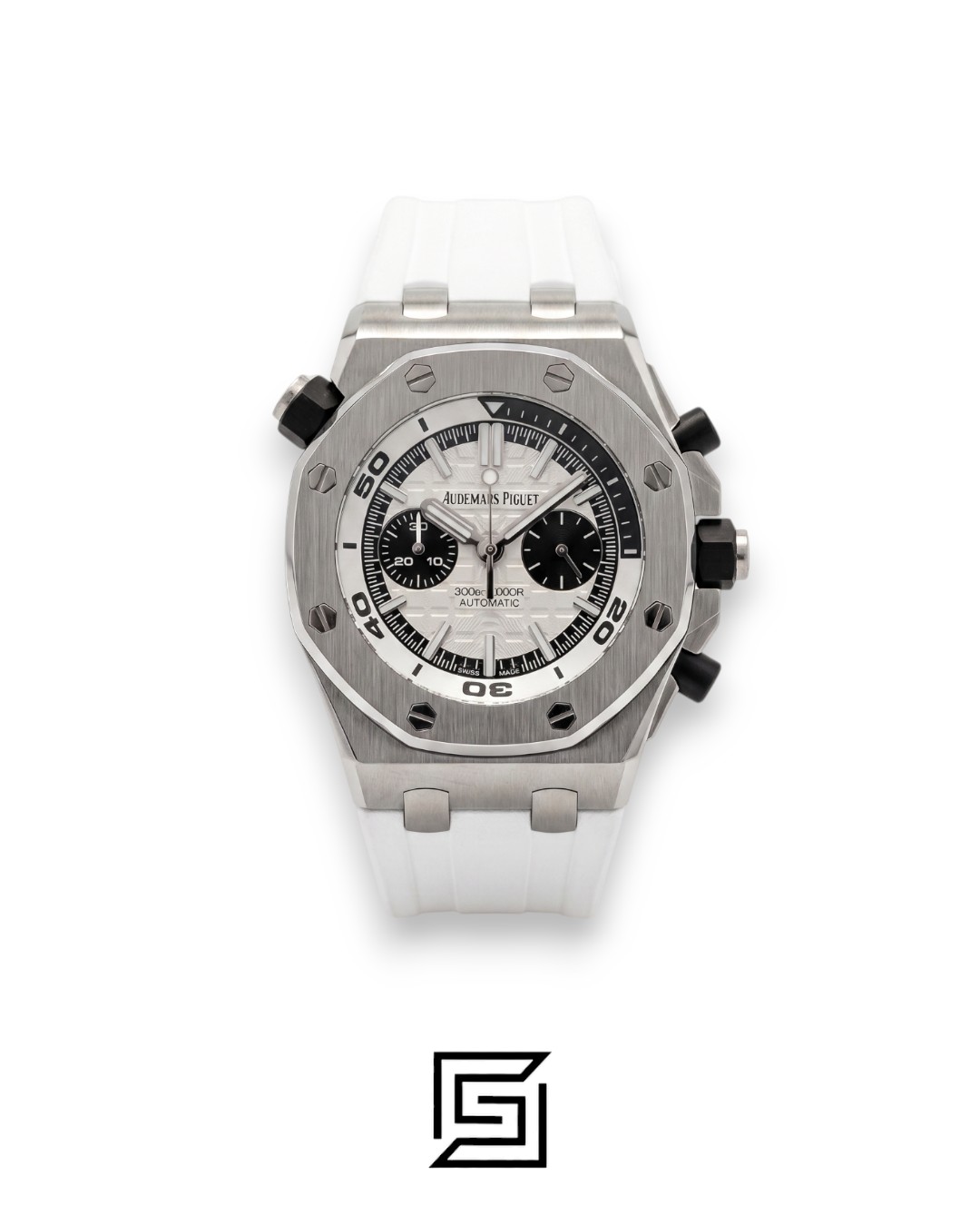 ⁦Royal Oak OffShore WF0851 Quartz 2 Counters Rubber White⁩ - الصورة ⁦1⁩