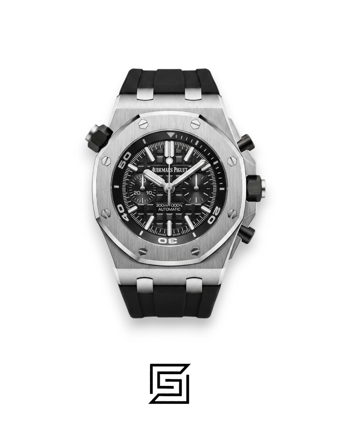⁦Royal Oak OffShore WF0851 Quartz 2 Counters Rubber Black⁩ - الصورة ⁦1⁩
